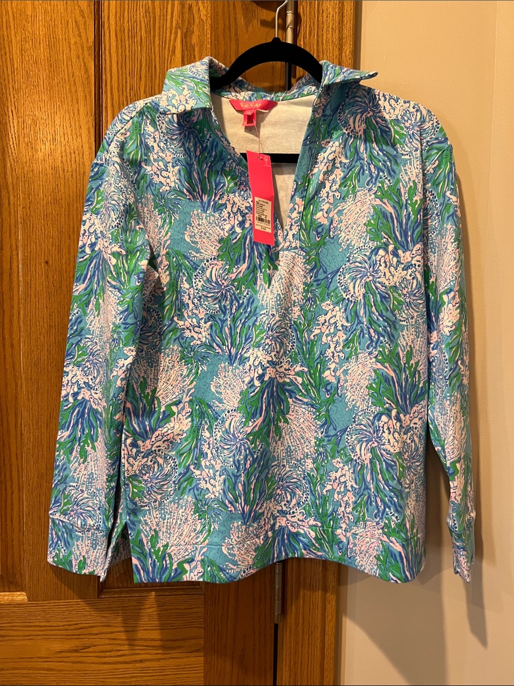 Lilly Pulitzer Clanton Blue Green Floral Pullover Top